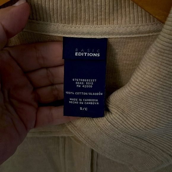 Basic Editions Tan Cardigan sz Small - Picture 8 of 15